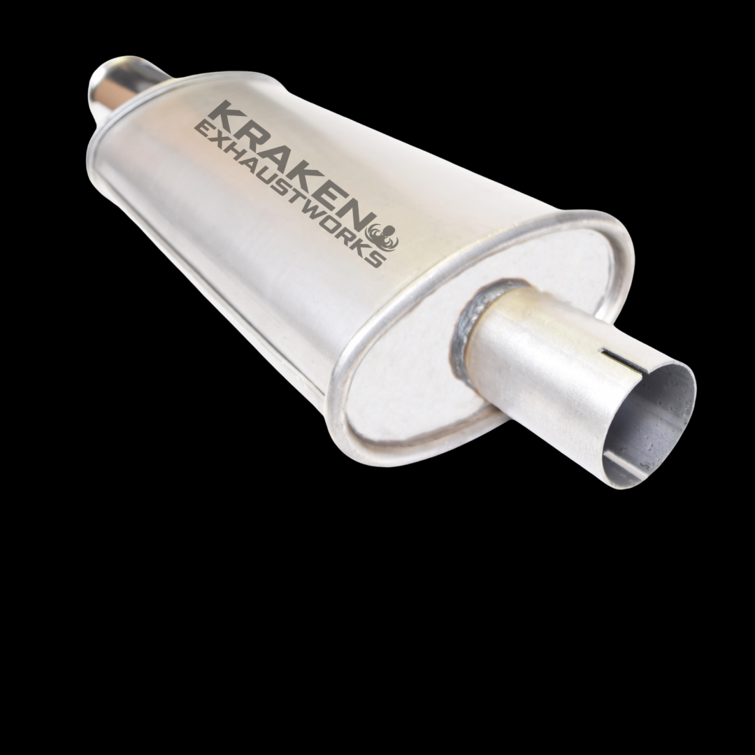 UNIVERSAL SPORTS BACK BOX, SILENCER, MUFFLER WITH FITTINGS - 76MM 3" TIP
