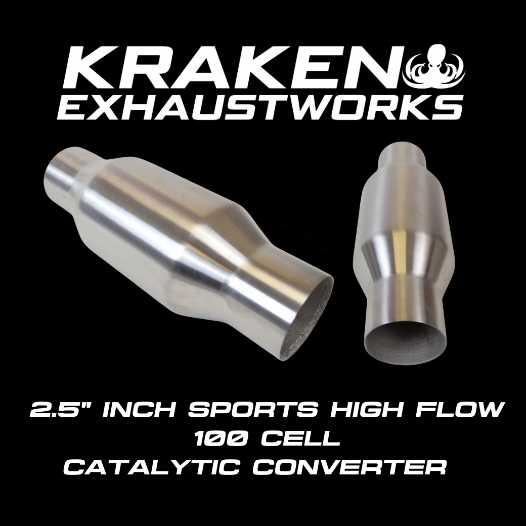2.5" INCH SPORTS CAT CATALYTIC CONVERTER HI FLOW 100 CELL UNIVERSAL STAINLESS